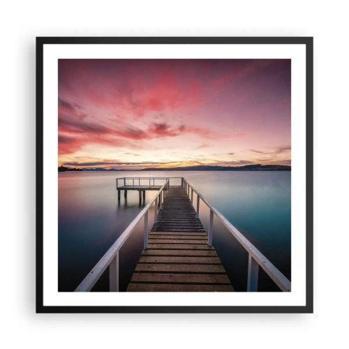 Poster in einem schwarzem Rahmen - Die sanfte Flamme des Abends - 60x60 cm