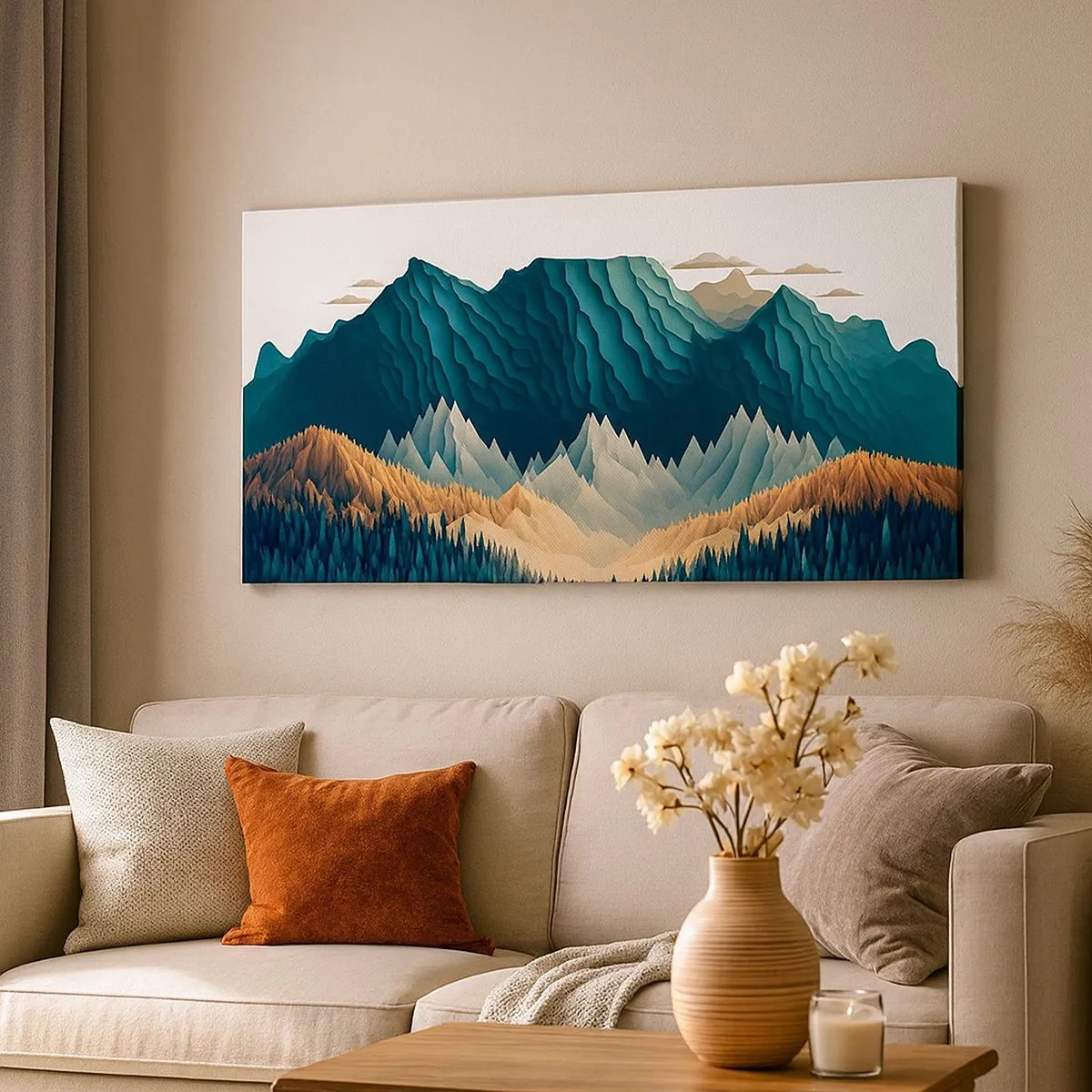 Bild auf Leinwand - Leinwandbild - Perfekte Berglandschaft - 100x40 cm
