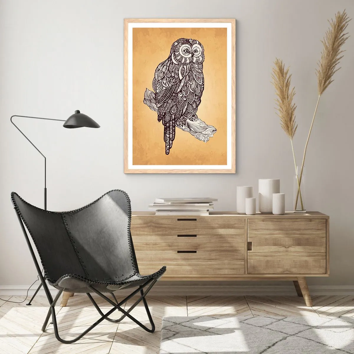 Poster in einem Rahmen aus heller Eiche - Kunstvolle Ornamente der Weisheit - 30x40 cm