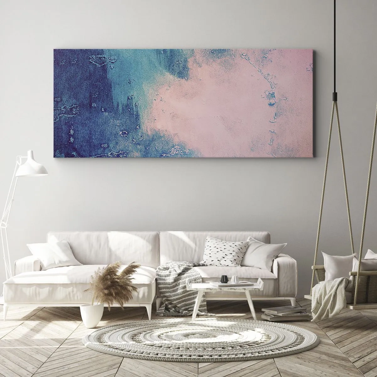 Bild auf Leinwand - Leinwandbild - Himmelsblaue Umarmungen - 90x30 cm