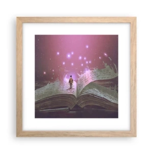 Poster in einem Rahmen aus heller Eiche - Einladung in eine andere Welt - lesen Sie! - 30x30 cm