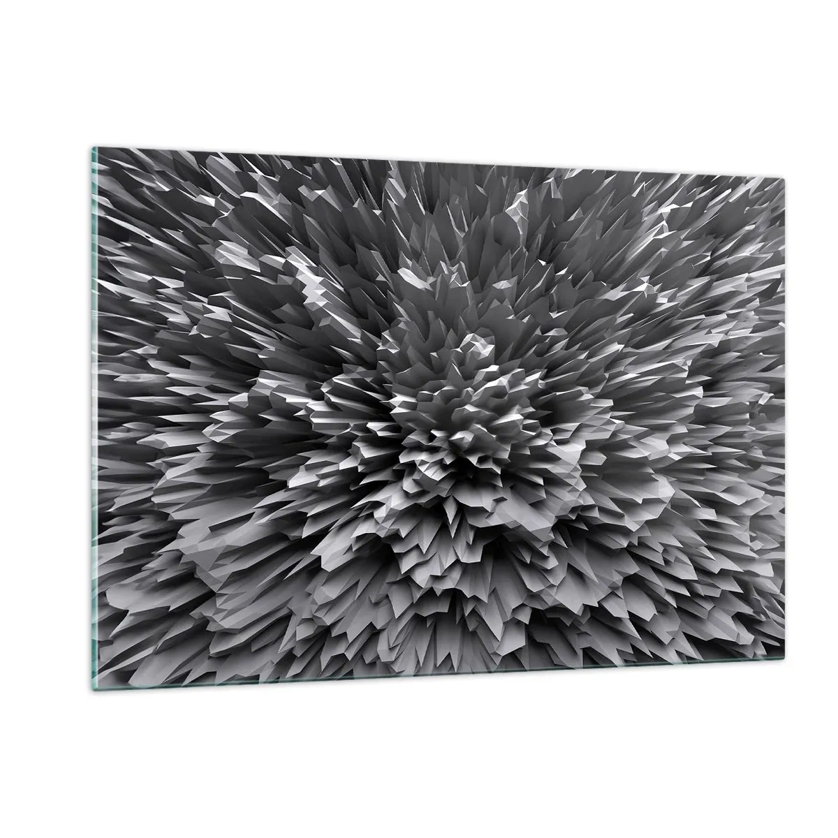 Glasbild - Bild auf glas - Abstrakte schwarz-weiße 3D-Struktur mit scharfen Kanten - 120x80cm - Härter kann es nicht werden - Moderne Wanddekoration für Wohnzimmer und Schlafzimmer ARTTOR