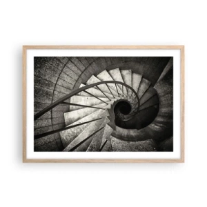 Poster in einem Rahmen aus heller Eiche - Treppe hoch, Treppe runter - 70x50 cm