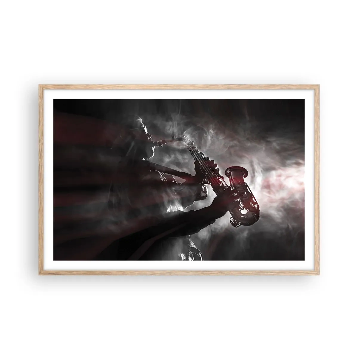 Poster in einem Rahmen aus heller Eiche - In den Dämpfen des Jazz - 91x61 cm