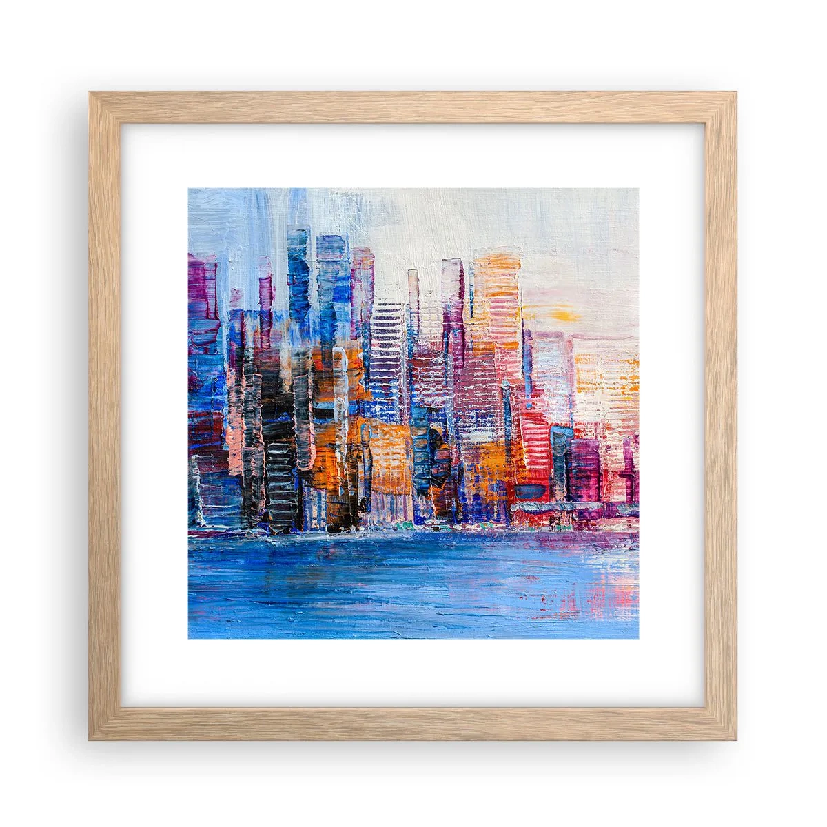 Poster in einem Rahmen aus heller Eiche - Fröhliche Metropole - 30x30 cm