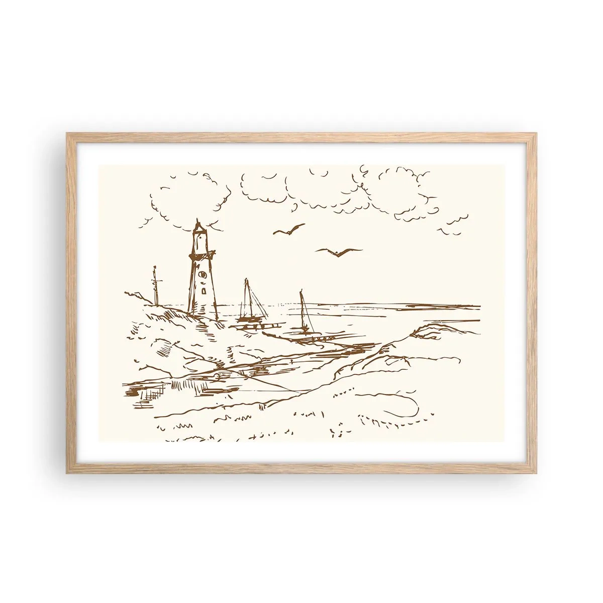 Poster in einem Rahmen aus heller Eiche - Ein Überblick über die Erinnerungen an den Sommer - 70x50 cm