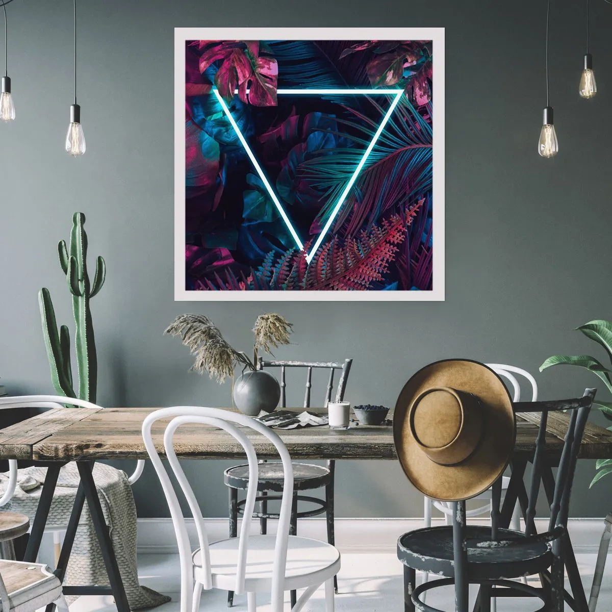 Poster - Garten im Disco-Stil - 40x40 cm
