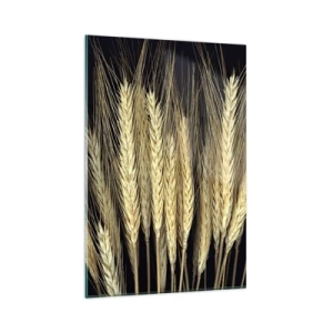 Glasbild - Bild auf glas - Weizenähren auf schwarzem Hintergrund im rustikalen Stil - 80x120cm - Rustikale Magie - Moderne Wanddekoration für Wohnzimmer und Schlafzimmer ARTTOR