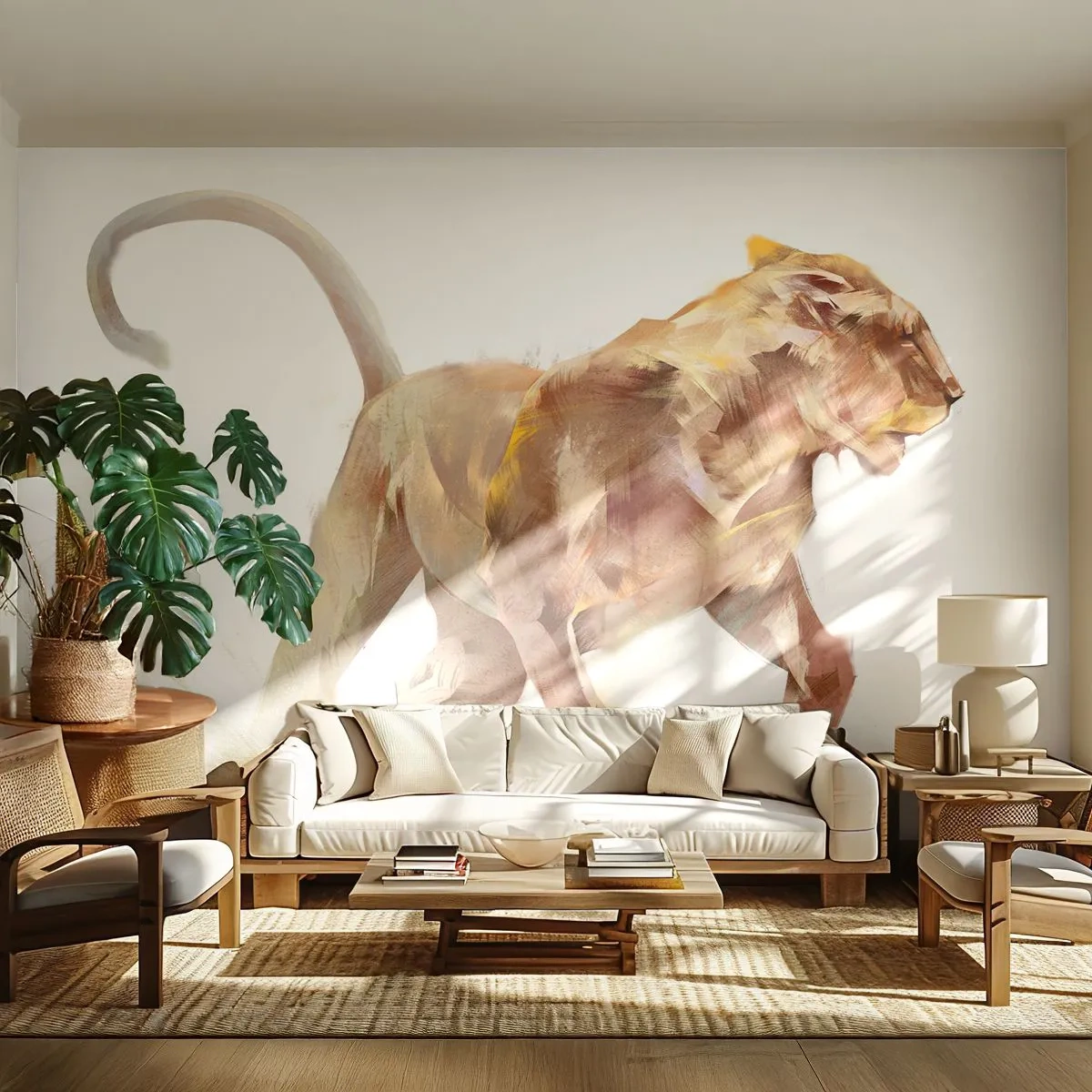 Fototapete Standard Eco - Wilde Anmut - Tiere, Löwe, Abstraktion - 400x280 cm