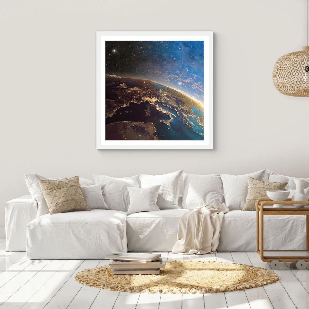 Poster in einem weißen Rahmen - Schauen wir uns aus der Ferne an - 50x50 cm
