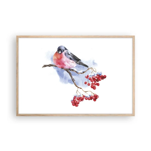 Poster in einem Rahmen aus heller Eiche - Winter in Farbe - 91x61 cm