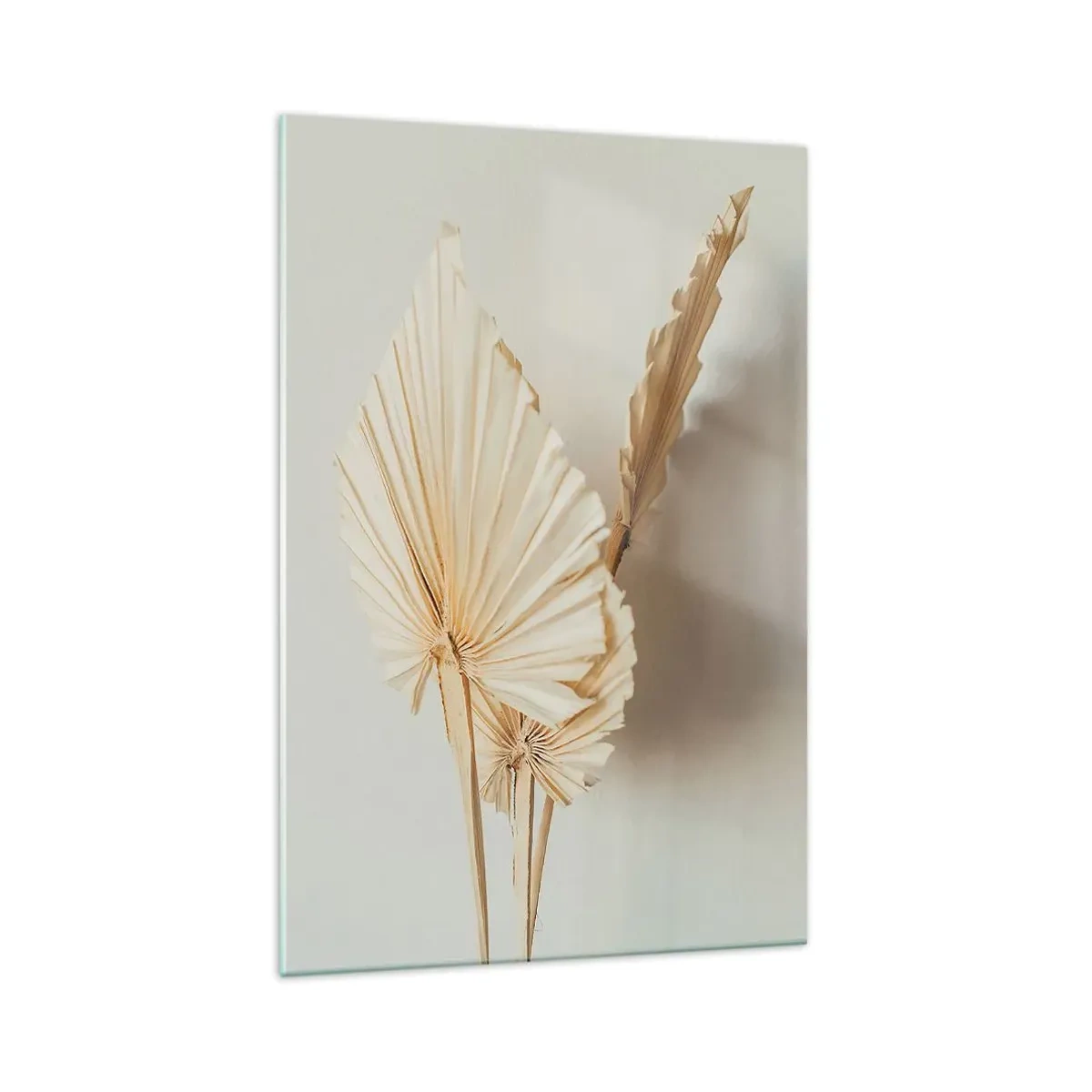 Glasbild - Bild auf glas - Getrocknete Palmblätter in minimalistischem Arrangement - 70x100cm - Wenn Sie Erleichterung brauchen - Moderne Wanddekoration für Wohnzimmer und Schlafzimmer ARTTOR