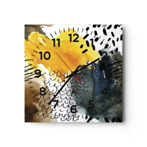 Wanduhr - Glasuhr - Ein Treffen der Elemente der Natur - 30x30 cm