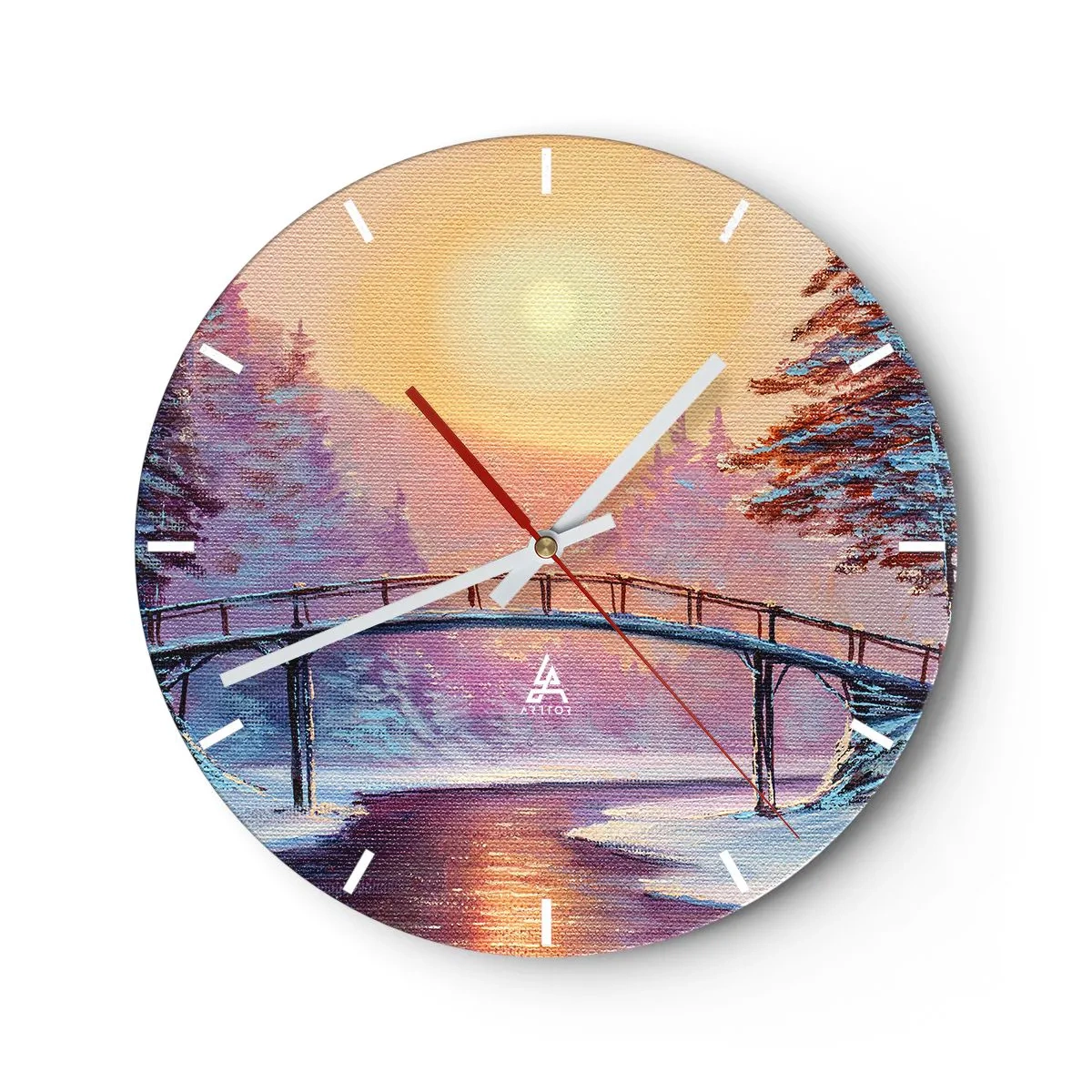 Wanduhr - Glasuhr - Vier Jahreszeiten - Winter - 40x40 cm