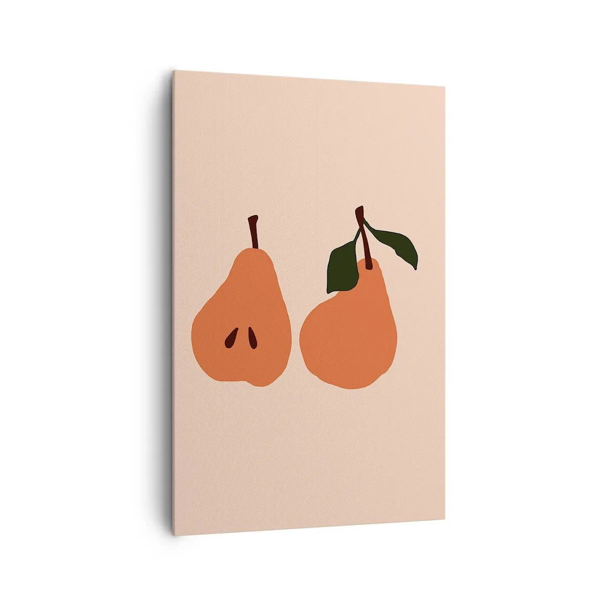 Bild auf Leinwand - Leinwandbild - Eine minimalistische Illustration von zwei Birnen auf beigem Hintergrund. - 80x120cm - Pure Süße - Moderne Wanddekoration für Wohnzimmer und Schlafzimmer ARTTOR