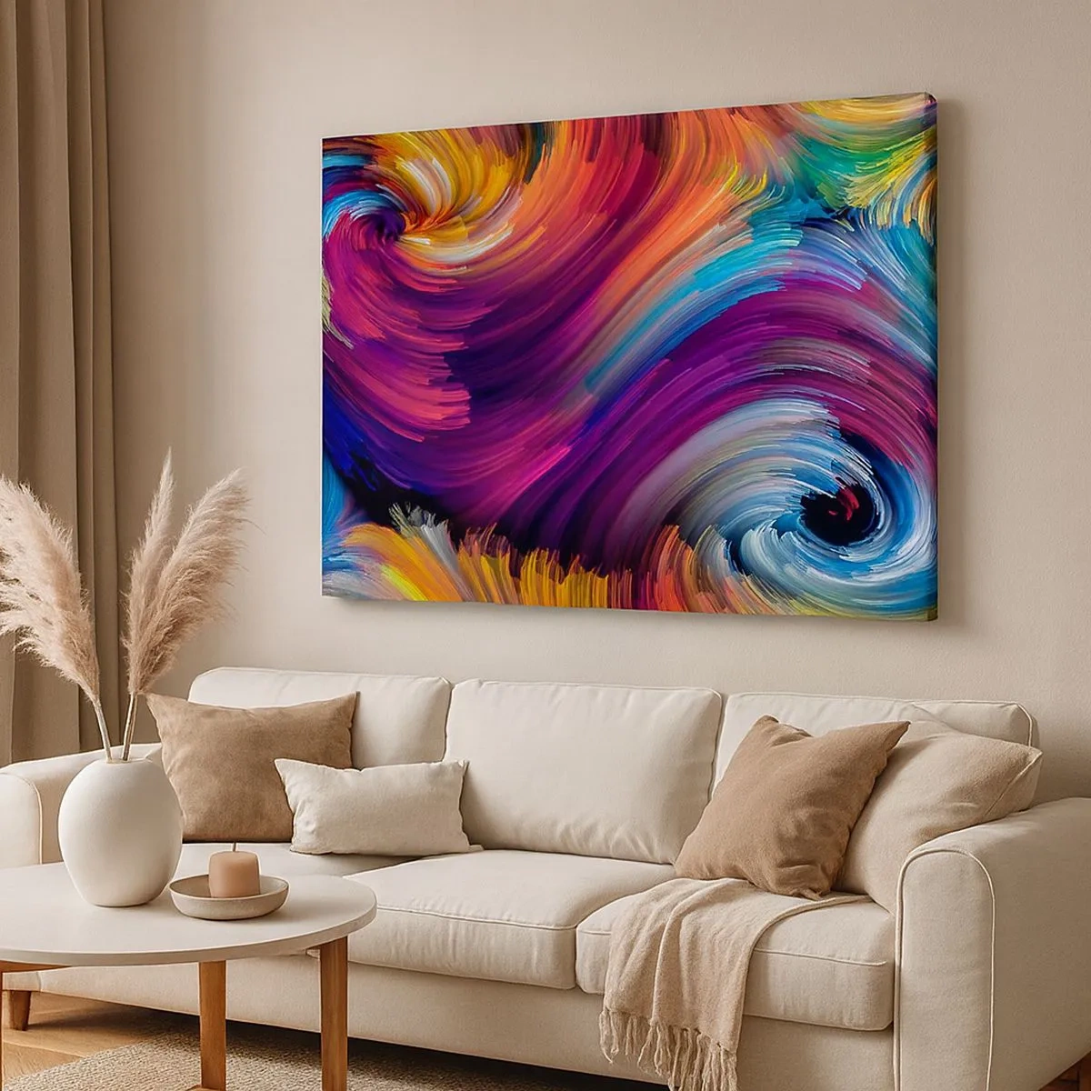 Bild auf Leinwand - Leinwandbild - Abstrakte Wirbel in leuchtenden Farben - 70x50cm - Der Beginn einer neuen Welt - Moderne Wanddekoration für Wohnzimmer und Schlafzimmer ARTTOR