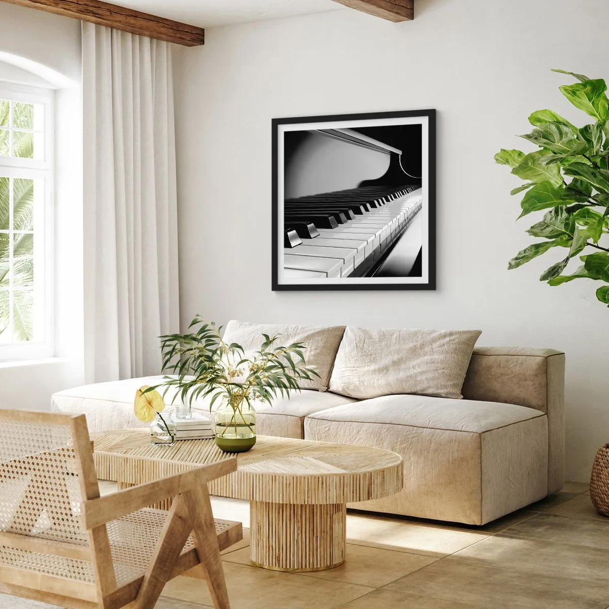 Poster in einem schwarzem Rahmen - Harmonie von Formen und Farben - 60x60 cm