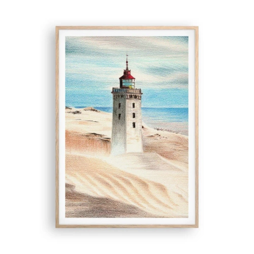 Poster in einem Rahmen aus heller Eiche - Immer aufs Meer starrend - 70x100 cm