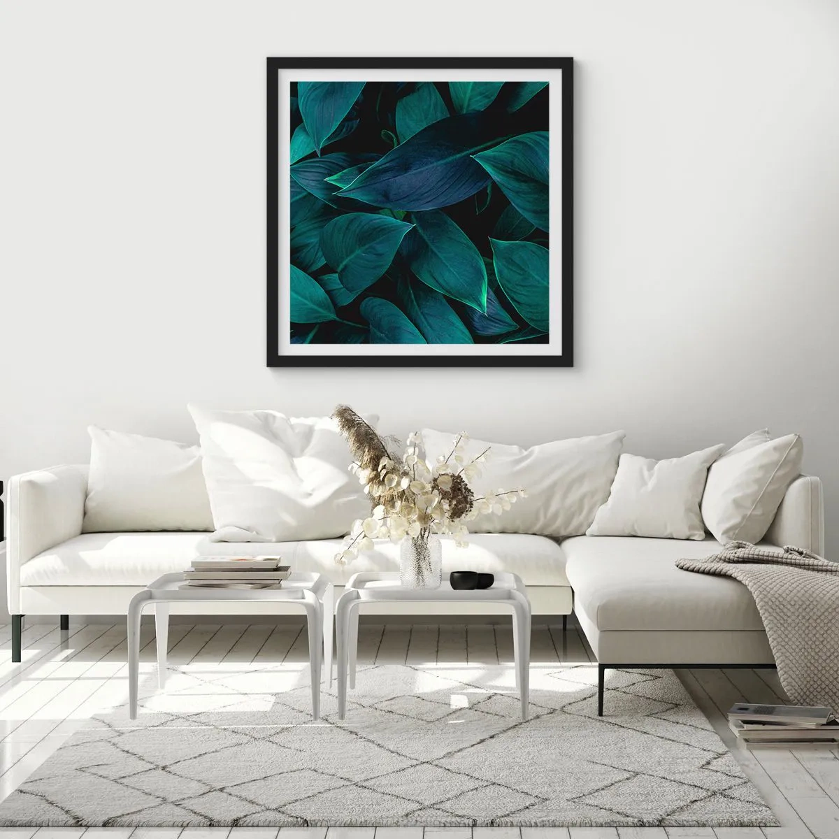 Poster in einem schwarzem Rahmen - Grün in sich selbst - 60x60 cm