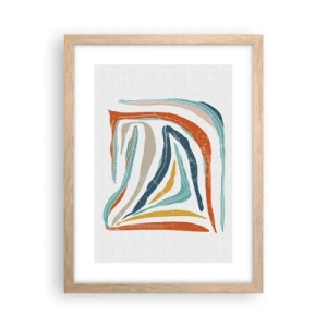 Poster in einem Rahmen aus heller Eiche - Abstraktion mit einem freundlichen Lächeln - 30x40 cm