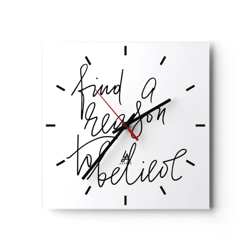 Wanduhr - Glasuhr - Ein motivierendes Zitat im minimalistischen Stil - 30x30cm - Es ist möglich - Moderne Wanddekoration für Wohnzimmer und Schlafzimmer ARTTOR