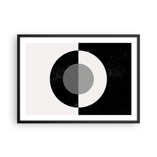 Poster in einem schwarzem Rahmen - Grafisches Muster in kontrastierendem Schwarz und Weiß - 70x50cm - Harmonie in Schwarz und Weiß - Moderne Wanddekoration für Wohnzimmer und Schlafzimmer ARTTOR