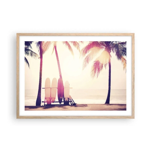 Poster in einem Rahmen aus heller Eiche - Es wird ein toller Tag - 70x50 cm