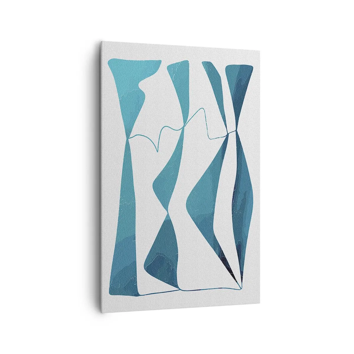 Bild auf Leinwand - Leinwandbild - Abstrakte Formen in Blautönen auf weißem Hintergrund - 80x120cm - Abstraktion: türkisfarbene Verbindung - Moderne Wanddekoration für Wohnzimmer und Schlafzimmer ARTTOR