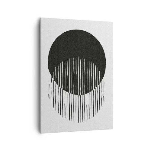 Bild auf Leinwand - Leinwandbild - Zwei überlappende Kreise mit schwarzen und weißen Linien - 50x70cm - Sein Alter Ego - Moderne Wanddekoration für Wohnzimmer und Schlafzimmer ARTTOR