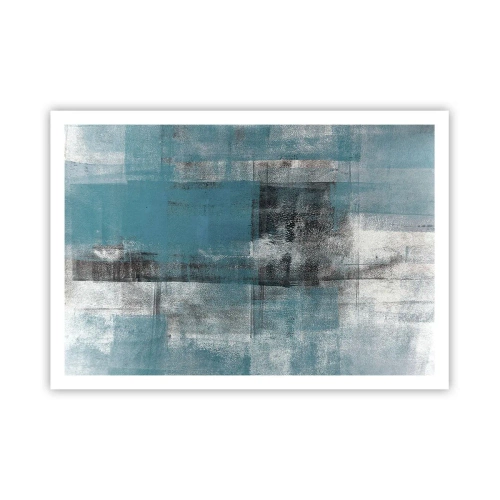 Poster - Eine abstrakte Komposition in Blautönen mit Textur und Schichten. - 100x70cm - Wasser und Luft - Moderne Wanddekoration für Wohnzimmer und Schlafzimmer ARTTOR