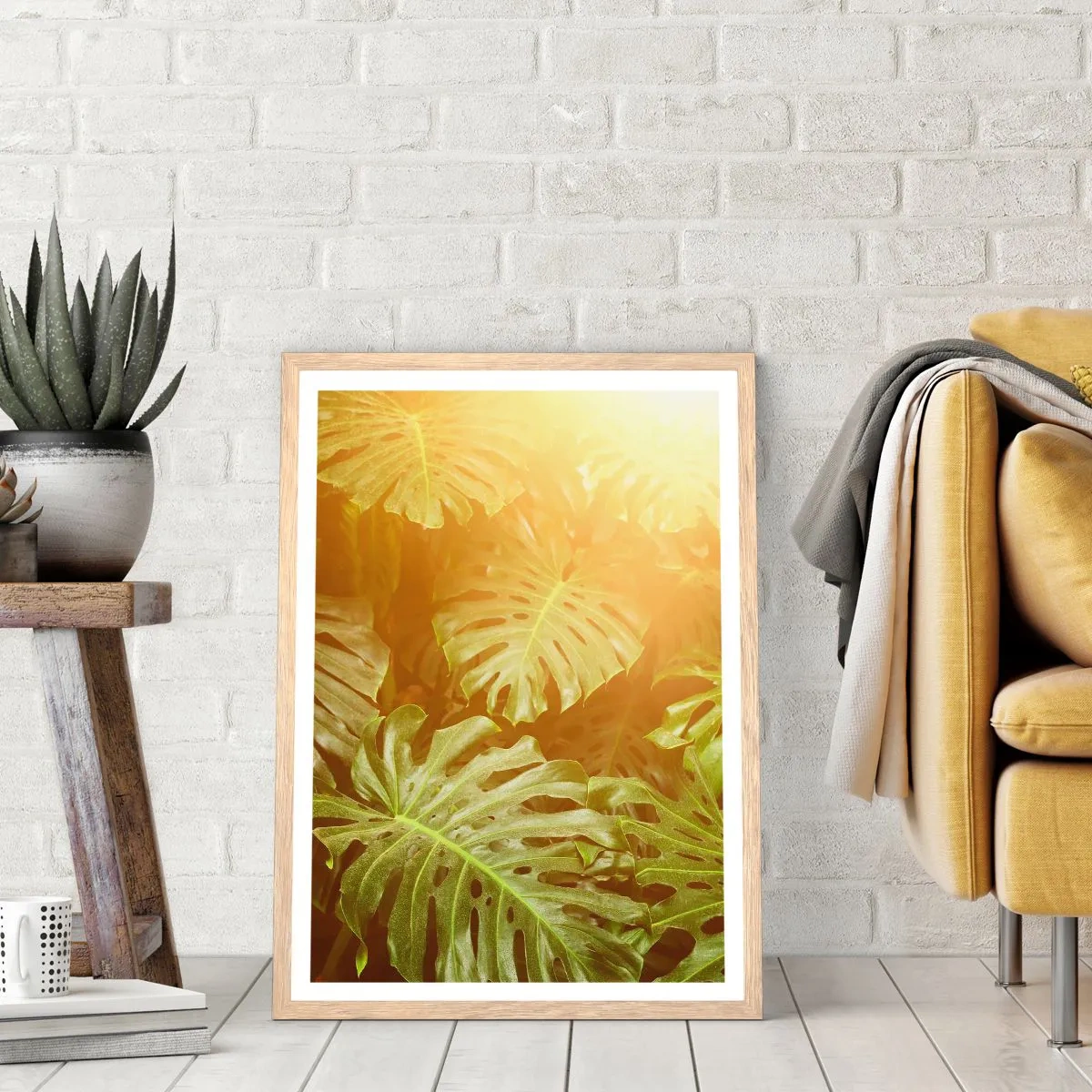 Poster in einem Rahmen aus heller Eiche - Ins Grüne tretren... - 61x91 cm