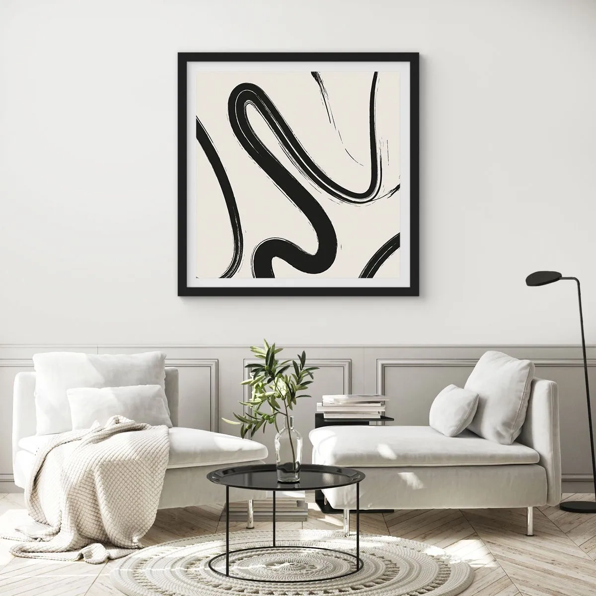 Poster in einem schwarzem Rahmen - Schwarz-Weiß-Laune - 30x30 cm