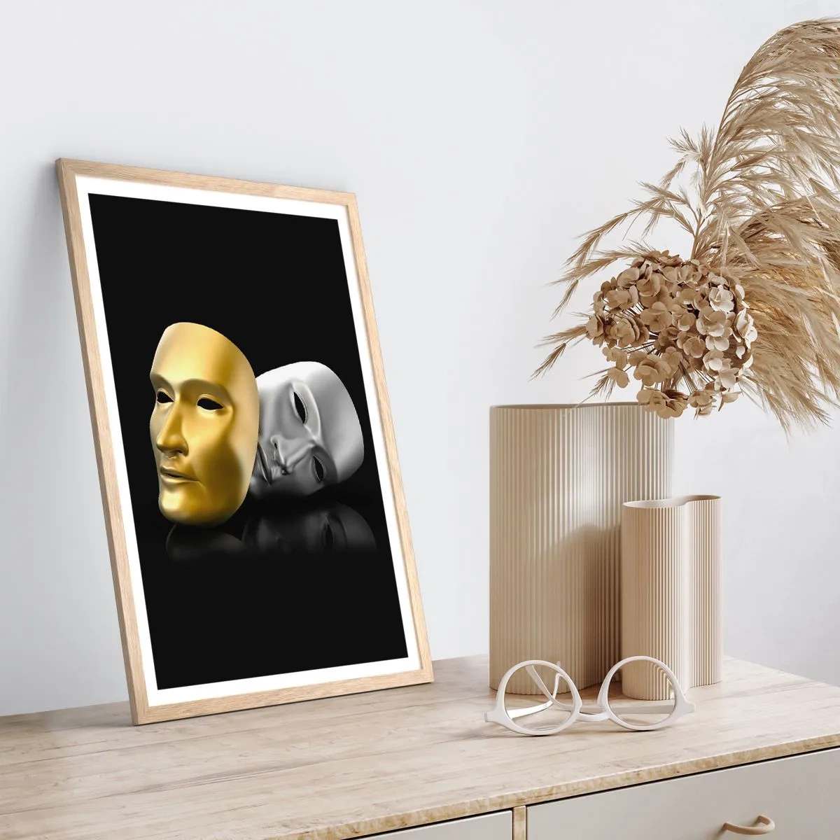 Poster in einem Rahmen aus heller Eiche - Das Leben ist wie ein Theater - 70x100 cm