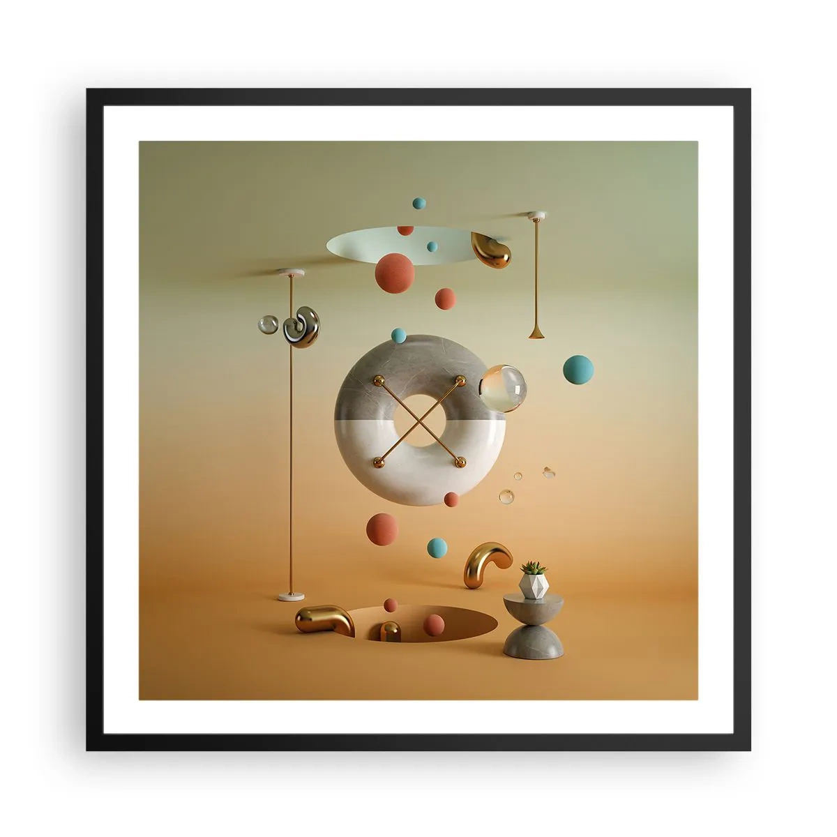 Poster in einem schwarzem Rahmen - Alles kann passieren - 60x60 cm