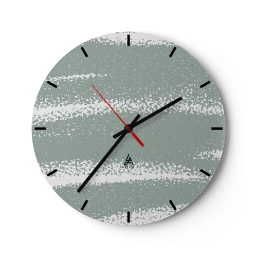 Wanduhr - Glasuhr - Winterstruktur mit Abschürfungen in grünlichem Ton - 30x30cm - Abstraktion im Winterklima - Moderne Wanddekoration für Wohnzimmer, Küche und Schlafzimmer ARTTOR