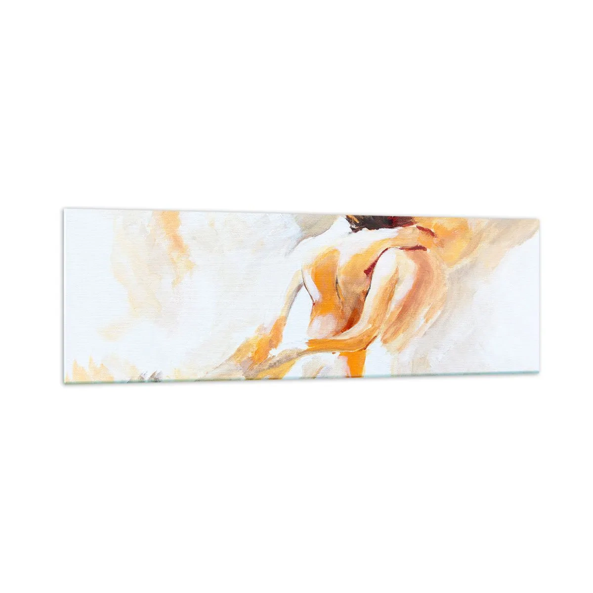 Glasbild - Bild auf glas - Abstrakte Szene einer romantischen Umarmung - 160x50cm - Am Himmel der Nähe - Moderne Wanddekoration für Wohnzimmer und Schlafzimmer ARTTOR