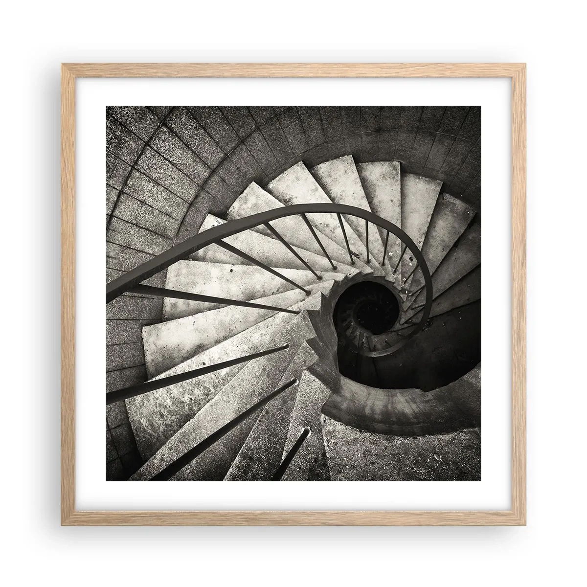 Poster in einem Rahmen aus heller Eiche - Treppe hoch, Treppe runter - 50x50 cm