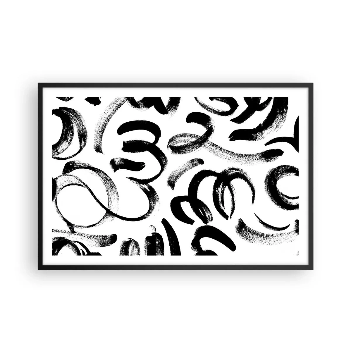 Poster in einem schwarzem Rahmen - Schwarz auf Weiß - 91x61 cm