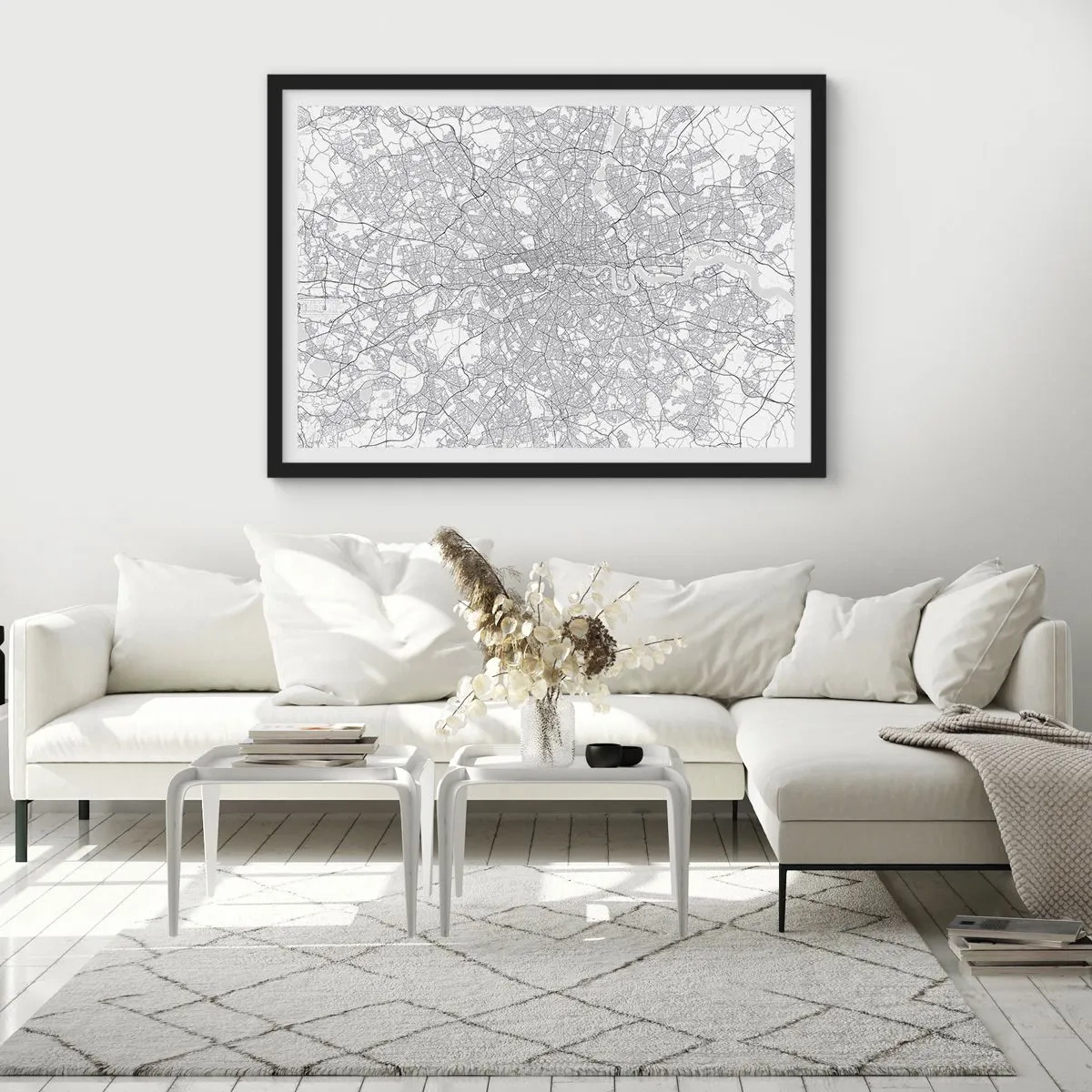 Poster in einem schwarzem Rahmen - Karte des Labyrinths von London - 50x40 cm