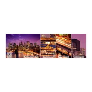 Fototapetenmuster Standard Eco - Violett-goldenes Manhathann - Stadt, New York, Die Architektur - 100x30 cm
