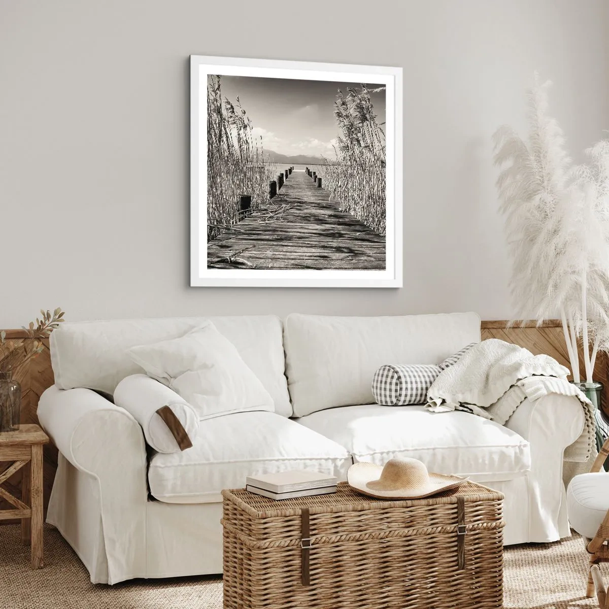 Poster in einem weißen Rahmen - In der Stille des Grases - 40x40 cm