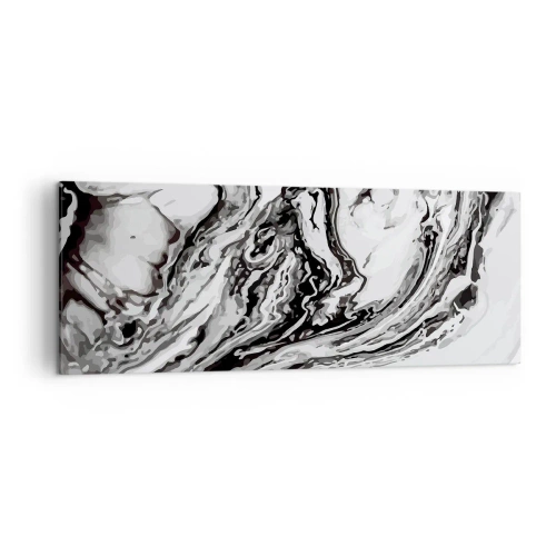 Bild auf Leinwand - Leinwandbild - Abstraktes Marmormuster in Schwarz und Weiß - 140x50cm - Am Anfang war Chaos - Moderne Wanddekoration für Wohnzimmer und Schlafzimmer ARTTOR