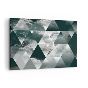 Bild auf Leinwand - Leinwandbild - Geometrisches Muster mit Wellenmotiv in Grüntönen - 100x70cm - Kristallperspektive - Moderne Wanddekoration für Wohnzimmer und Schlafzimmer ARTTOR