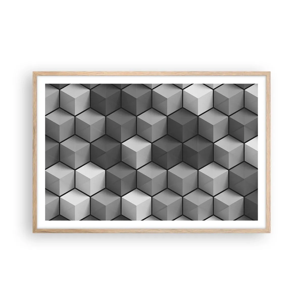 Poster in einem Rahmen aus heller Eiche - Kubistisches Puzzle - 91x61 cm