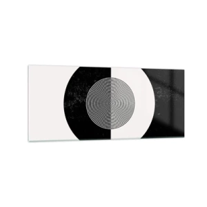 Glasbild - Bild auf glas - Grafisches Muster in kontrastierendem Schwarz und Weiß - 120x50cm - Harmonie in Schwarz und Weiß - Moderne Wanddekoration für Wohnzimmer und Schlafzimmer ARTTOR