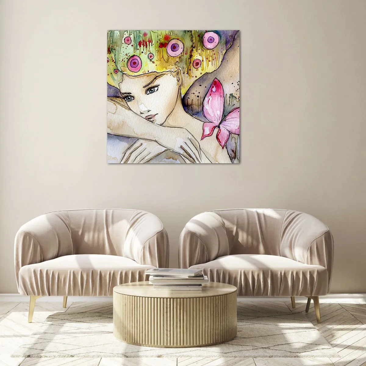 Glasbild - Bild auf glas - Schmetterlingsprinzessin - 30x30 cm