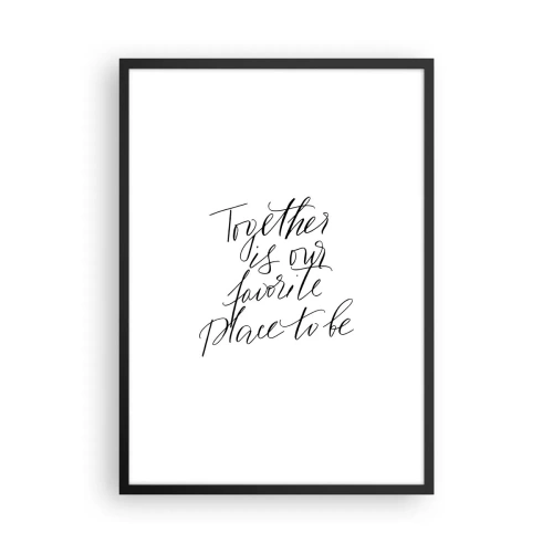 Poster in einem schwarzem Rahmen - Zitat „Gemeinsam ist unser Lieblingsort“ auf weißem Hintergrund - 50x70cm - Fühlst du das auch? - Moderne Wanddekoration für Wohnzimmer und Schlafzimmer ARTTOR