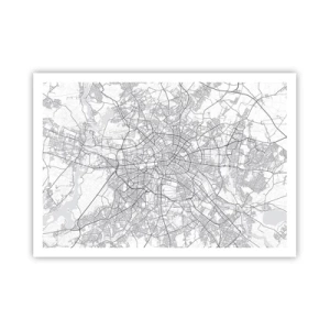 Poster - Detaillierter schwarz-weißer Stadtplan - 100x70cm - Berliner Blume - Moderne Wanddekoration für Wohnzimmer und Schlafzimmer ARTTOR