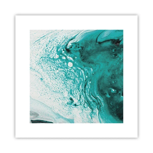 Poster - Verschmelzen in Weiß und Türkis - 30x30 cm