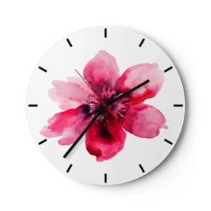 Wanduhr - Glasuhr - Ein nach Karmin duftender Kuss - 40x40 cm